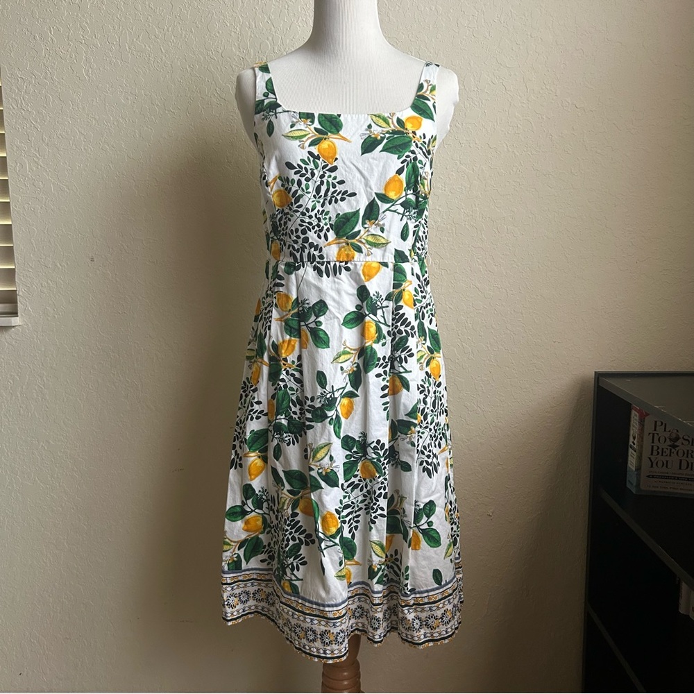 Roz & Ali - Square Neck Midi Dress in Lemon Floral Print